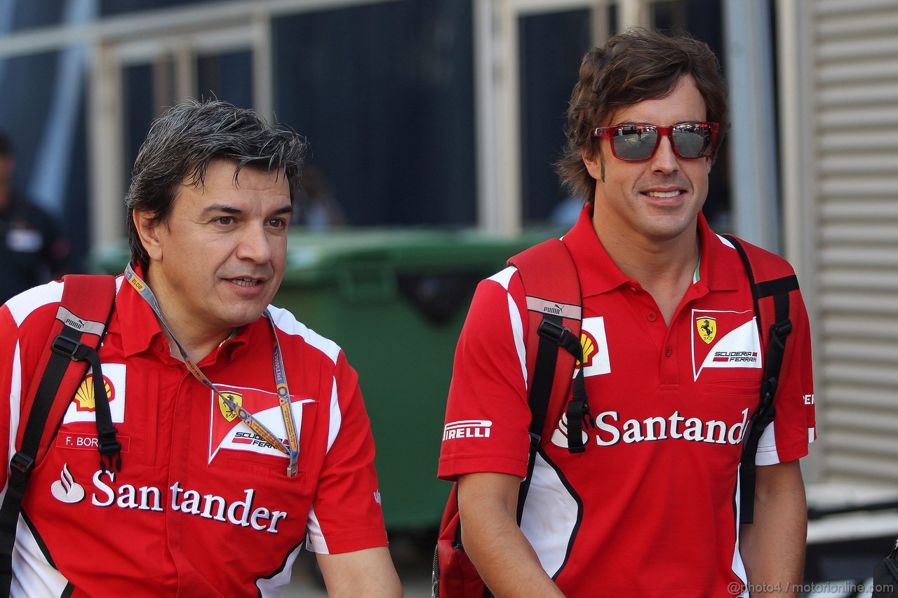 GP EUROPA, 24.06.2012- Fabrizio Borra (ITA), physiotherapist of Fernando Alonso (ESP) e Fernando Alonso (ESP) Ferrari F2012 