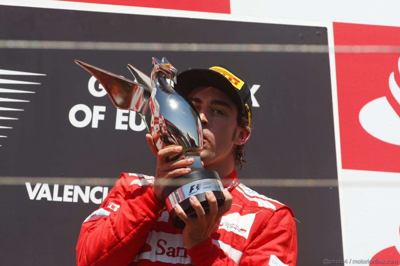 GP EUROPA, 24.06.2012- Gara, Fernando Alonso (ESP) Ferrari F2012 vincitore