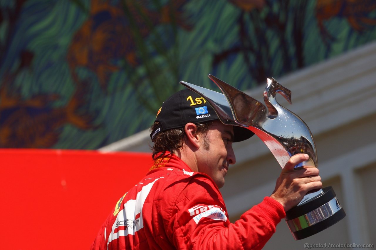 GP EUROPA, 24.06.2012- Gara, Fernando Alonso (ESP) Ferrari F2012 vincitore 