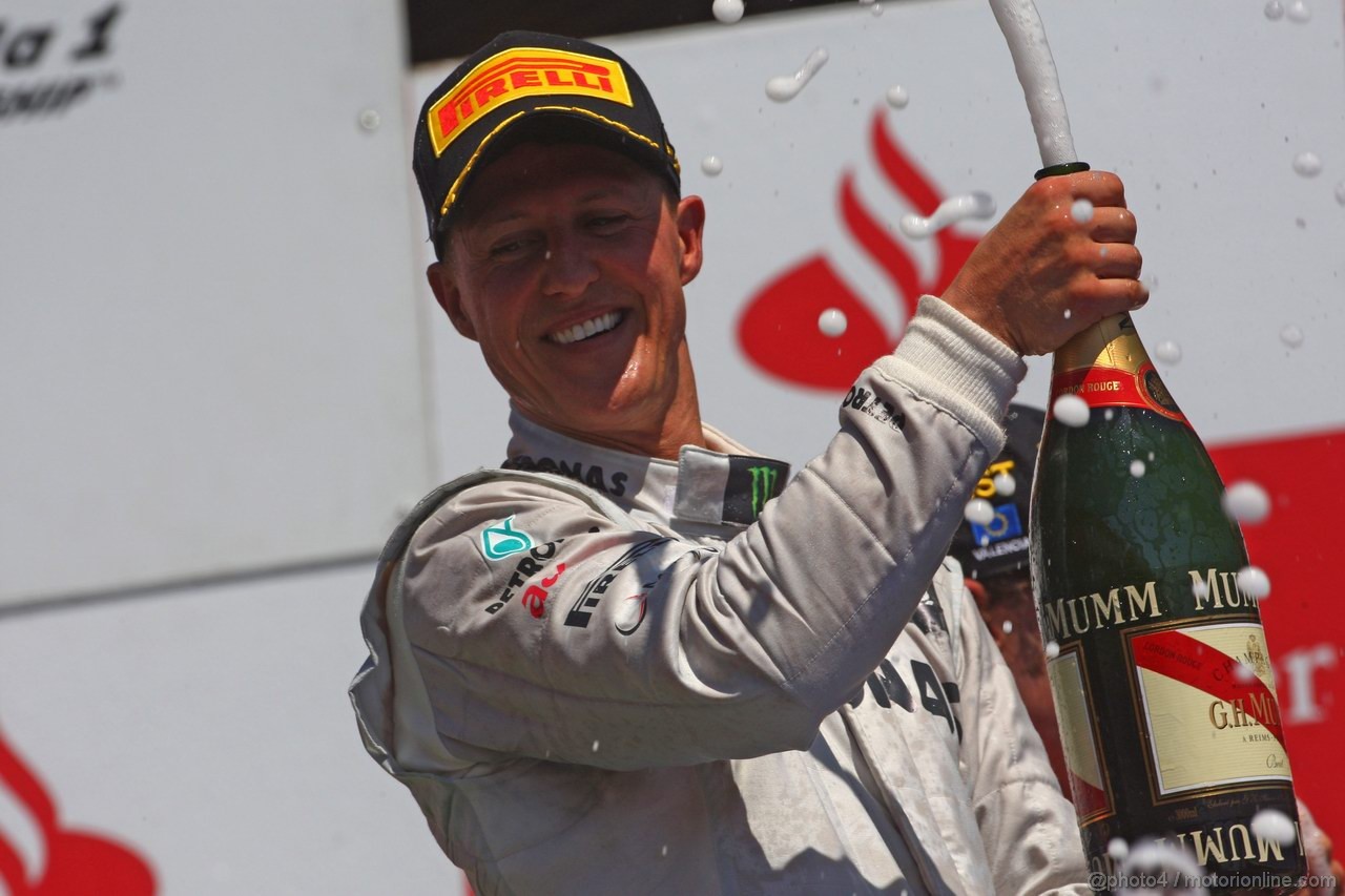 GP EUROPA, 24.06.2012- Gara, terzo Michael Schumacher (GER) Mercedes AMG F1 W03 