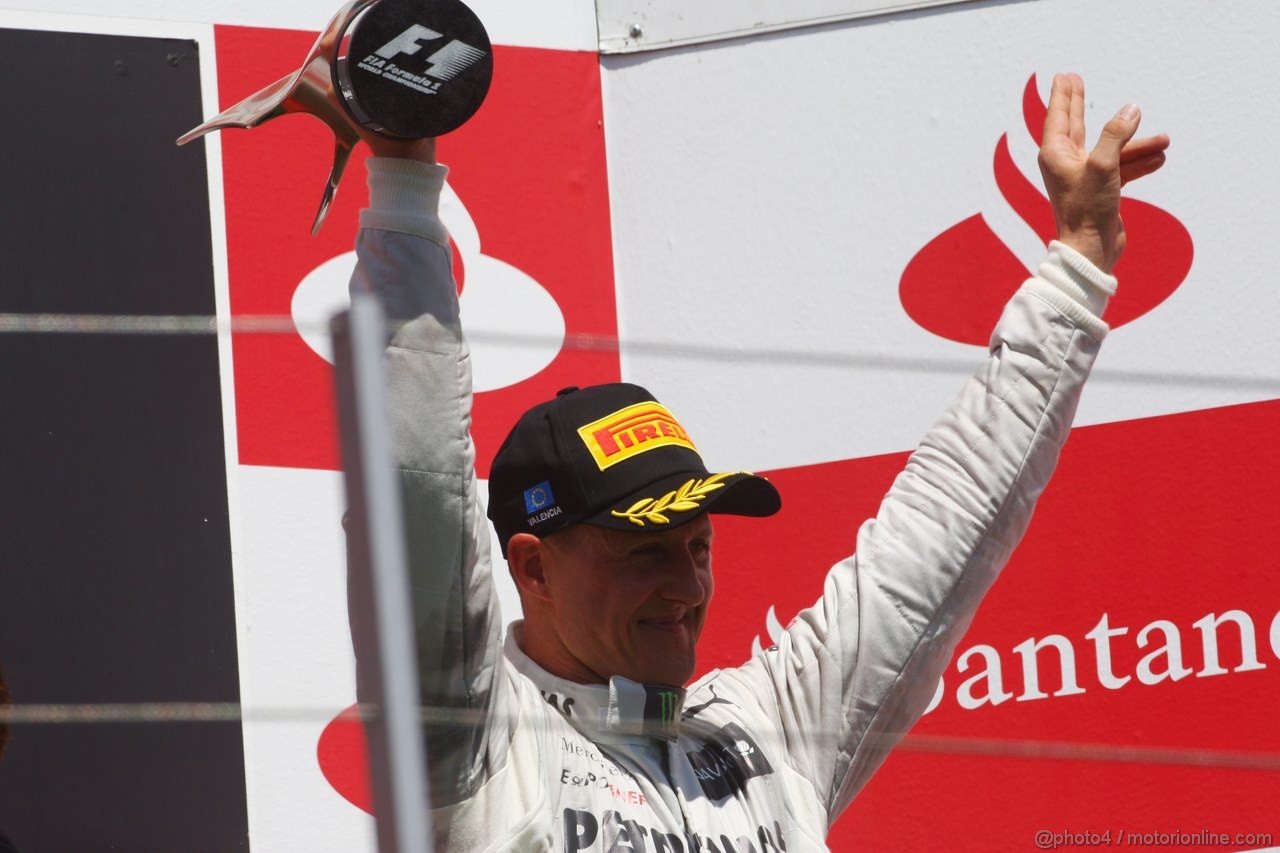 GP EUROPA, 24.06.2012- Gara, terzo Michael Schumacher (GER) Mercedes AMG F1 W03