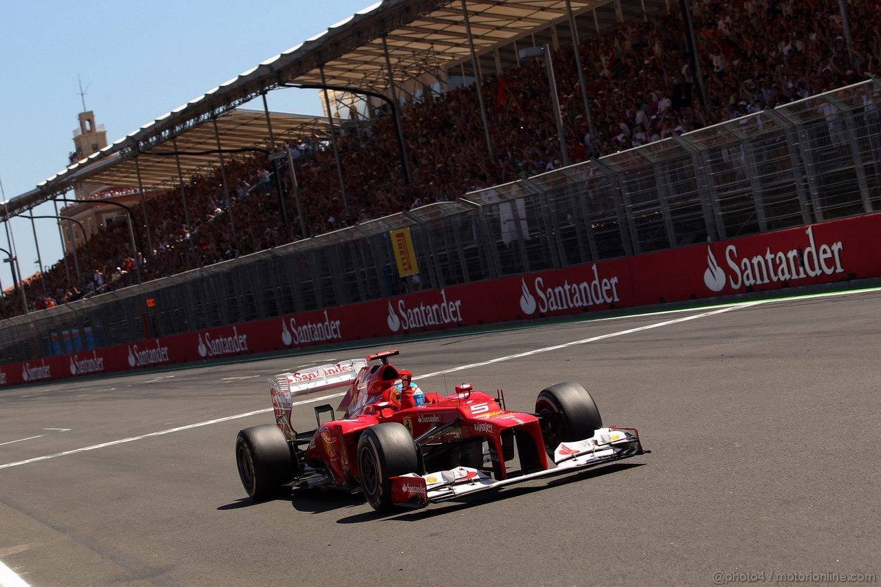 GP EUROPA, 24.06.2012- Gara, Fernando Alonso (ESP) Ferrari F2012 celebrates the victory