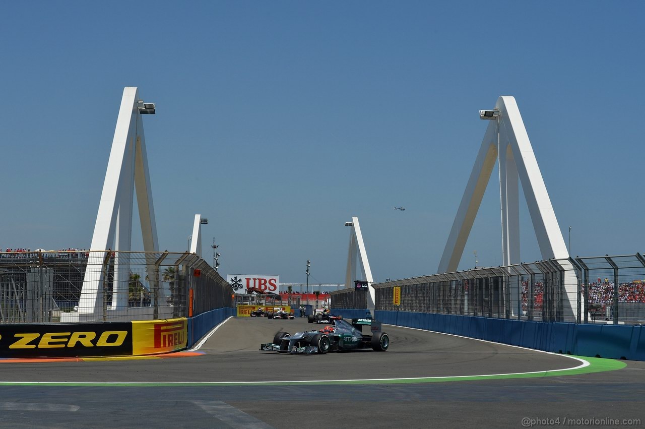 GP EUROPA, 24.06.2012- Gara, Michael Schumacher (GER) Mercedes AMG F1 W03 
