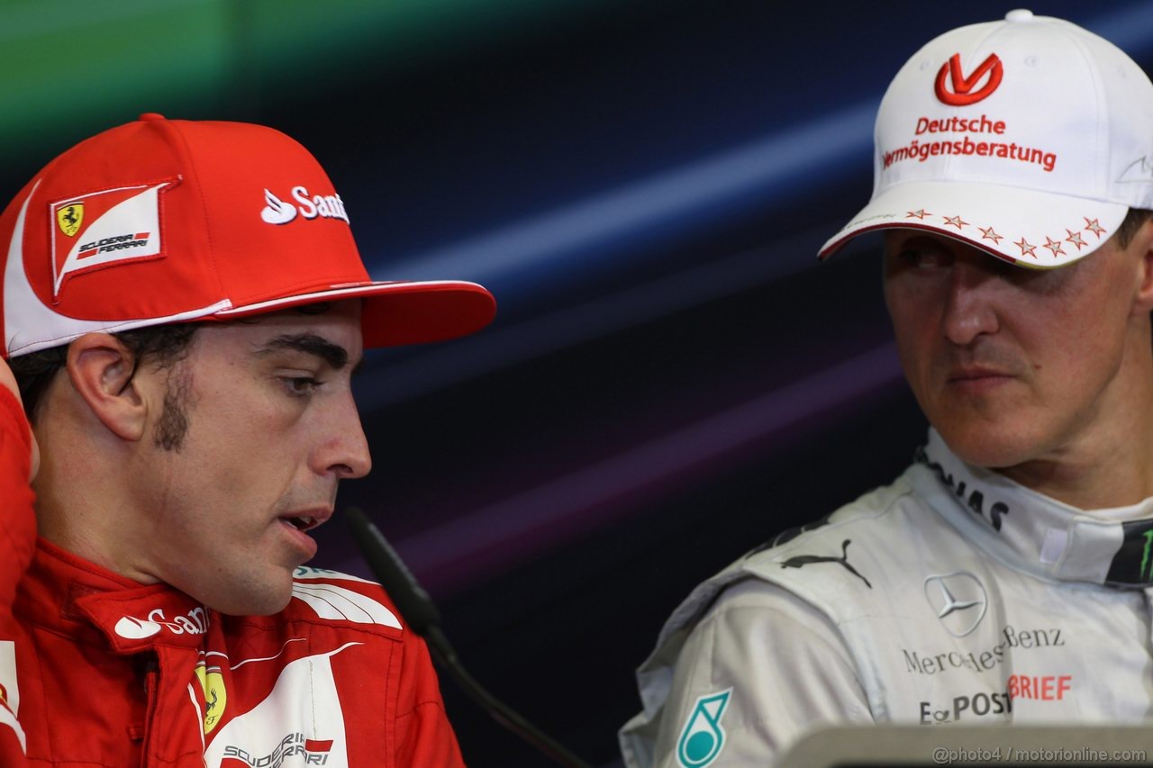 GP EUROPA, 24.06.2012- Gara, Conferenza Stampa, Fernando Alonso (ESP) Ferrari F2012 e Michael Schumacher (GER) Mercedes AMG F1 W03 