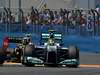 GP EUROPA, 24.06.2012- Gara, Nico Rosberg (GER) Mercedes AMG F1 W03 andRomain Grosjean (FRA) Lotus F1 Team E20 