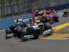 GP EUROPA, 24.06.2012- Gara,Michael Schumacher (GER) Mercedes AMG F1 W03 e Bruno Senna (BRA) Williams F1 Team FW34 