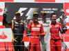 GP EUROPA, 24.06.2012- Gara, Fernando Alonso (ESP) Ferrari F2012 vincitore, secondo Kimi Raikkonen (FIN) Lotus F1 Team E20 e terzo Michael Schumacher (GER) Mercedes AMG F1 W03 with Andrea Stella (ITA) Ferrari Gara Engineer 