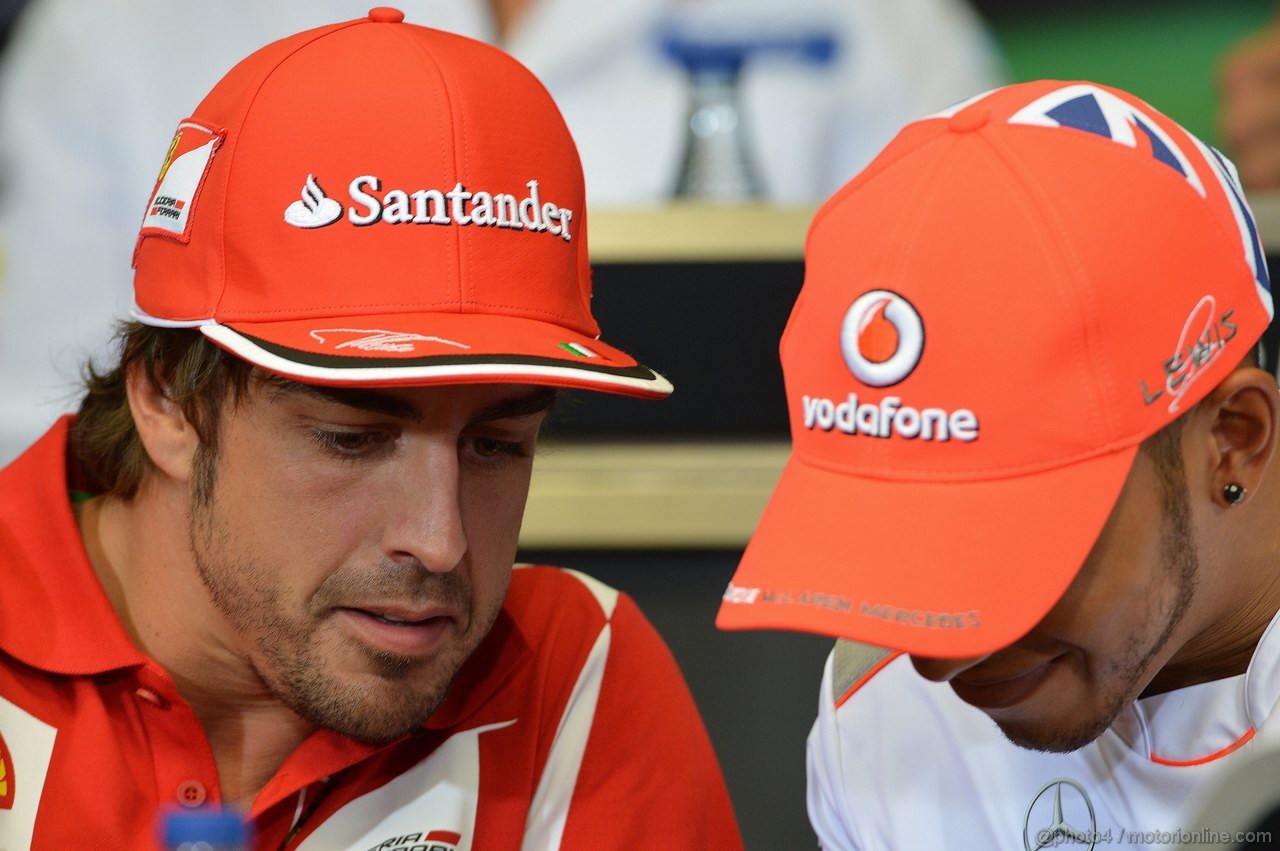GP EUROPA, 21.06.2012- Conferenza Stampa, Fernando Alonso (ESP) Ferrari F2012 e Lewis Hamilton (GBR) McLaren Mercedes MP4-27 