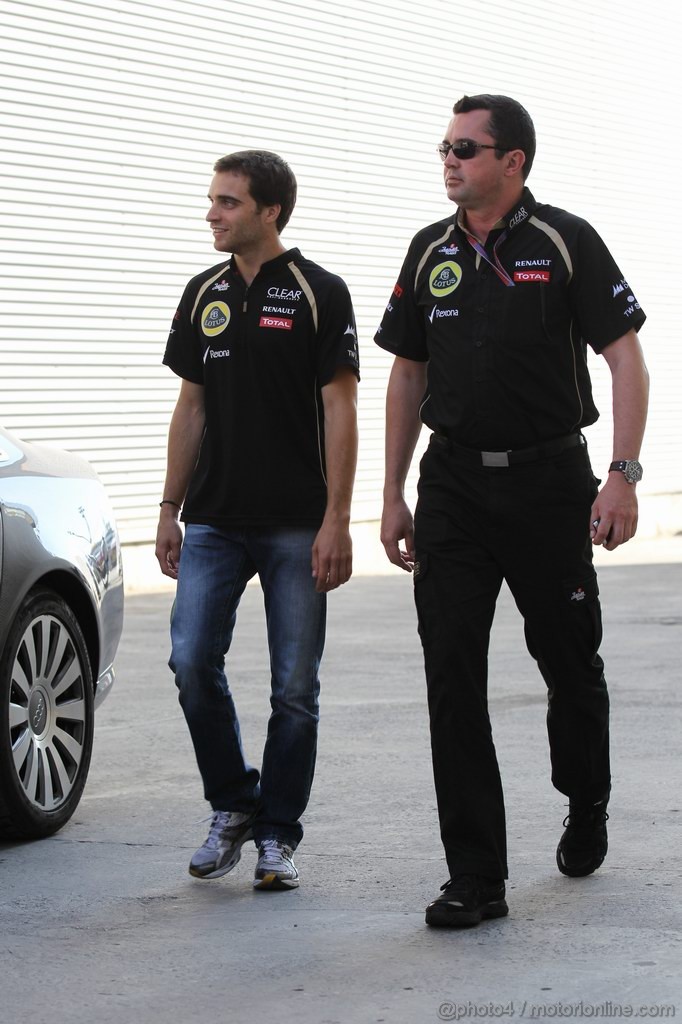 GP EUROPA, 23.06.2012- Jerome D'Ambrosio (BEL), Test driver, Lotus F1 Team E20 e Eric Boullier (FRA), Team Manager, Lotus F1 Team 