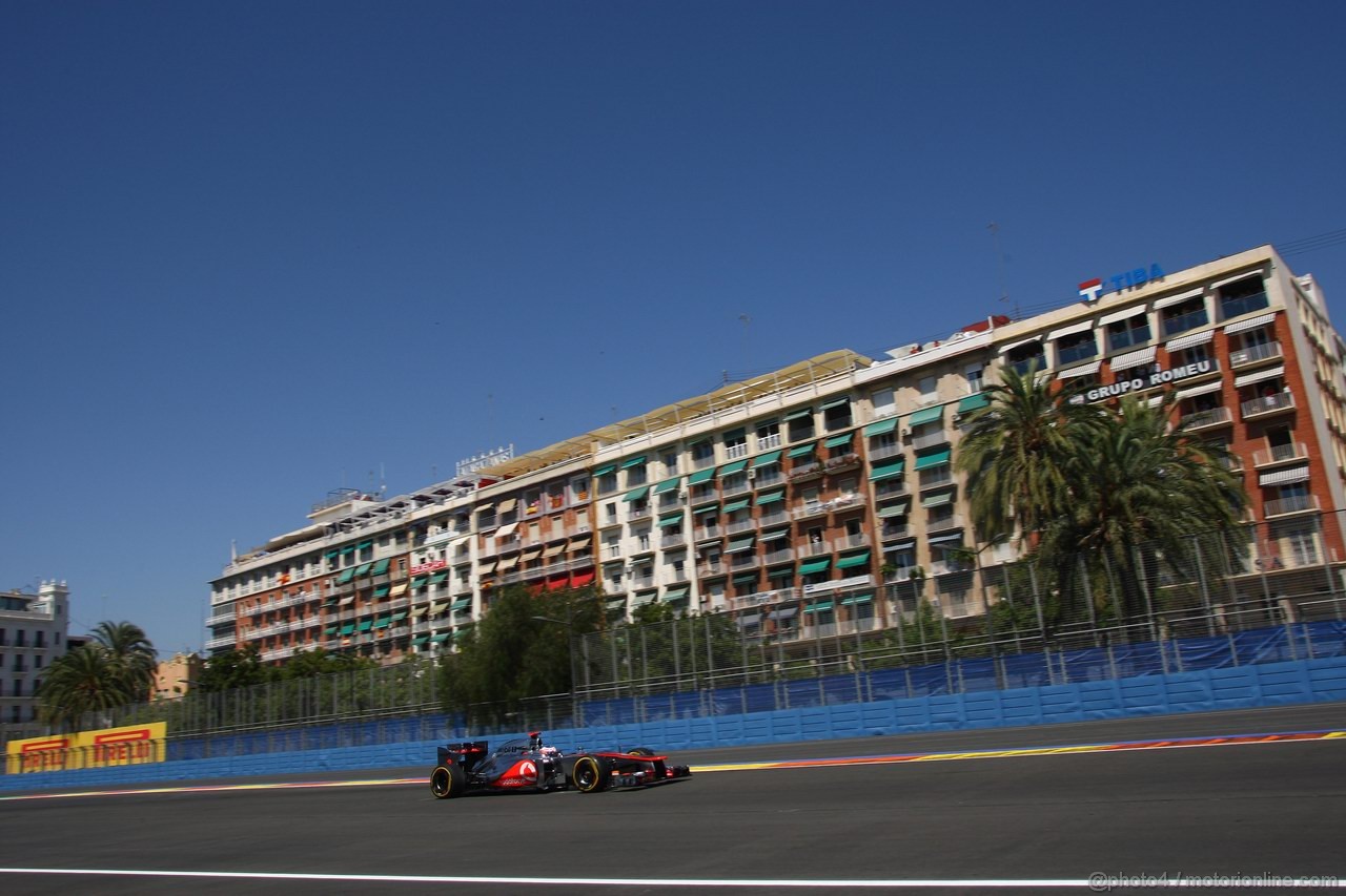 GP EUROPA, 23.06.2012- Prove Libere 3, Jenson Button (GBR) McLaren Mercedes MP4-27 