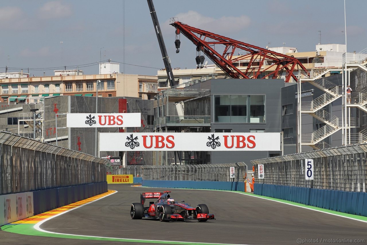 GP EUROPA, 23.06.2012- Prove Libere 3, Jenson Button (GBR) McLaren Mercedes MP4-27 