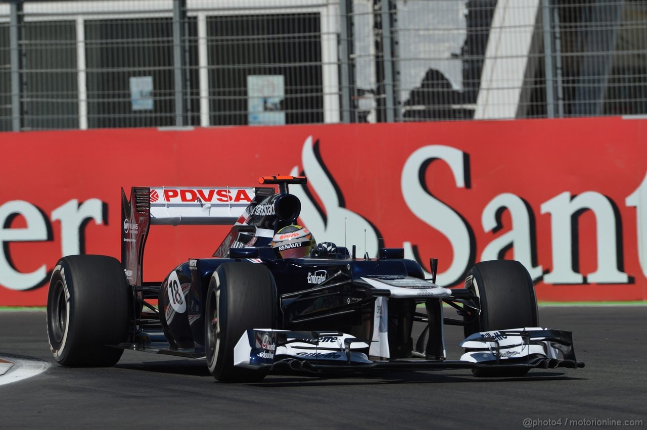GP EUROPA, 23.06.2012- Prove Libere 3, Pastor Maldonado (VEN) Williams F1 Team FW34