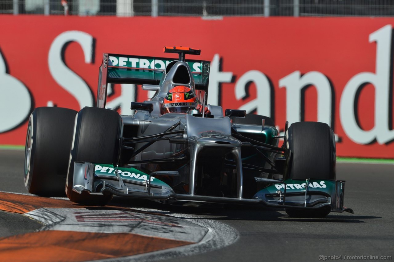 GP EUROPA, 23.06.2012- Prove Libere 3, Michael Schumacher (GER) Mercedes AMG F1 W03 