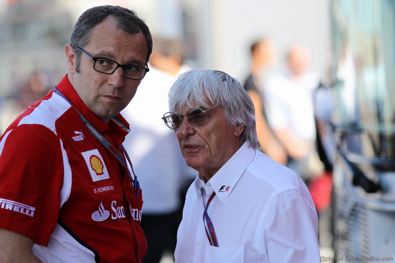 GP EUROPA, 23.06.2012- Bernie Ecclestone (GBR), President e CEO of Formula One Management  e Stefano Domenicali (ITA), Team Principal