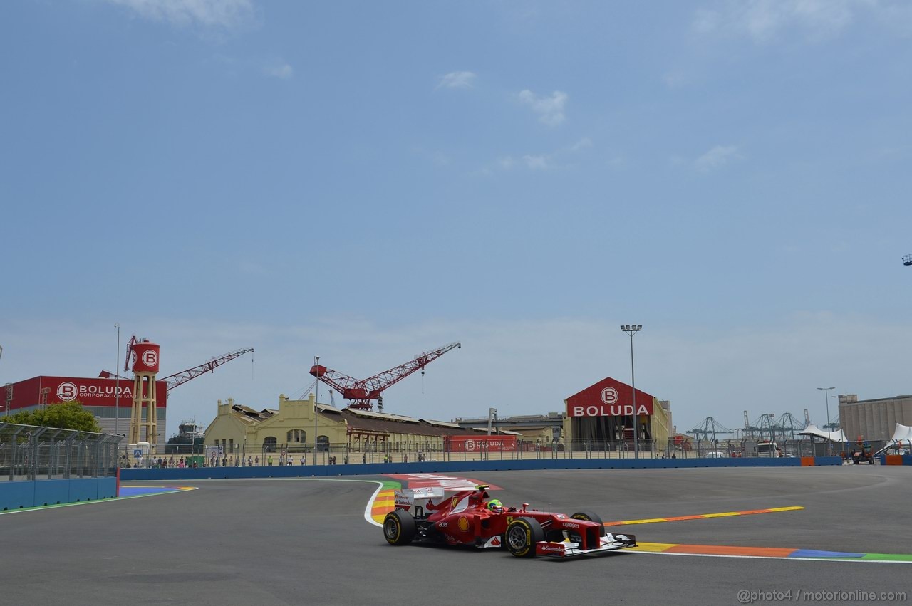 GP EUROPA, 22.06.2012- Prove Libere 2, Felipe Massa (BRA) Ferrari F2012 