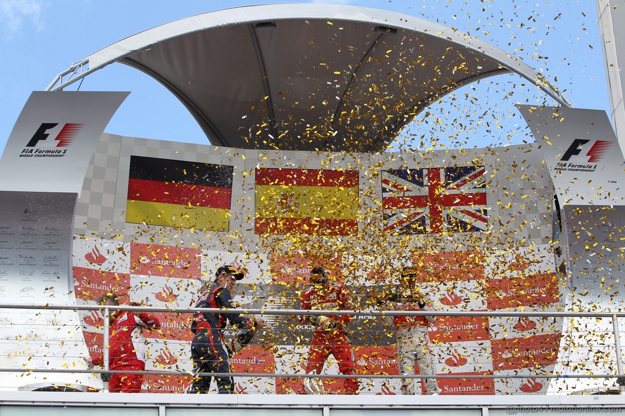 GP GERMANIA, 22.07.2012 - Gara,  podium winner Fernando Alonso (ESP) Ferrari F2012, 2nd Sebastian Vettel (GER) Red Bull Racing RB8, 3rd Jenson Button (GBR) McLaren Mercedes MP4-27