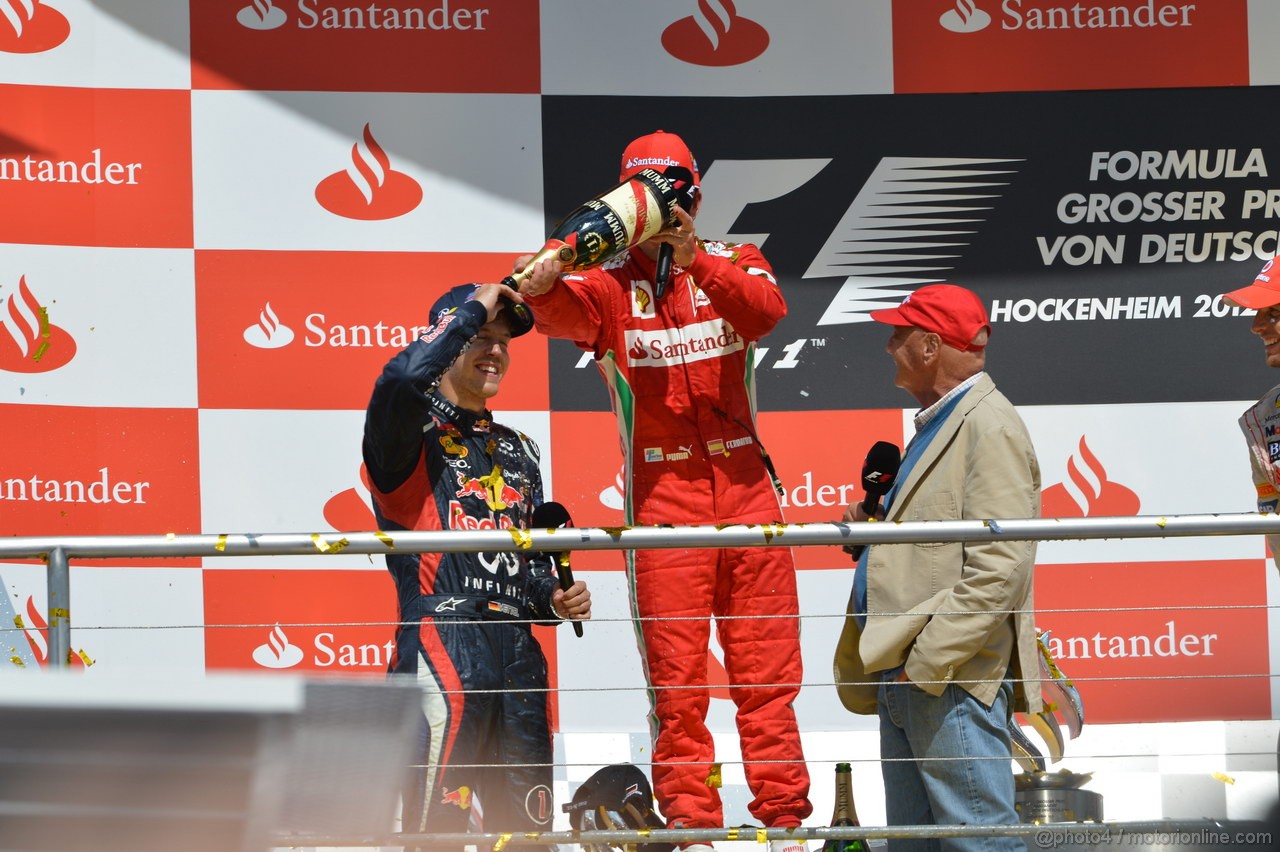 GP GERMANIA, 22.07.2012 - Gara,  podium winner Fernando Alonso (ESP) Ferrari F2012, 2nd Sebastian Vettel (GER) Red Bull Racing RB8, 3rd Jenson Button (GBR) McLaren Mercedes MP4-27