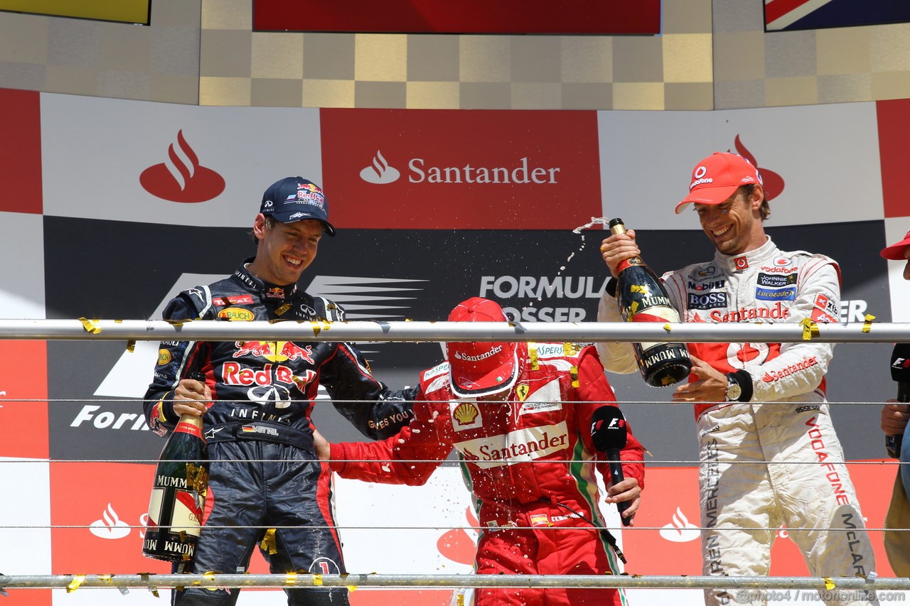 GP GERMANIA, 22.07.2012 - Gara,  podium winner Fernando Alonso (ESP) Ferrari F2012, 2nd Sebastian Vettel (GER) Red Bull Racing RB8, 3rd Jenson Button (GBR) McLaren Mercedes MP4-27