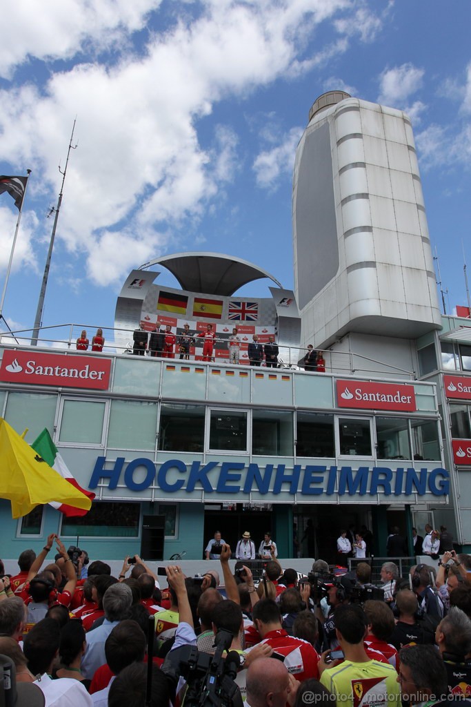 GP GERMANIA, 22.07.2012 - Gara,  podium winner Fernando Alonso (ESP) Ferrari F2012, 2nd Sebastian Vettel (GER) Red Bull Racing RB8, 3rd Jenson Button (GBR) McLaren Mercedes MP4-27