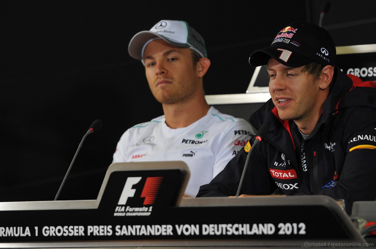 GP GERMANIA, 19.07.2012 - Press Conference, Sebastian Vettel (GER) Red Bull Racing RB8 WITH Nico Rosberg (GER) Mercedes AMG F1 W03
