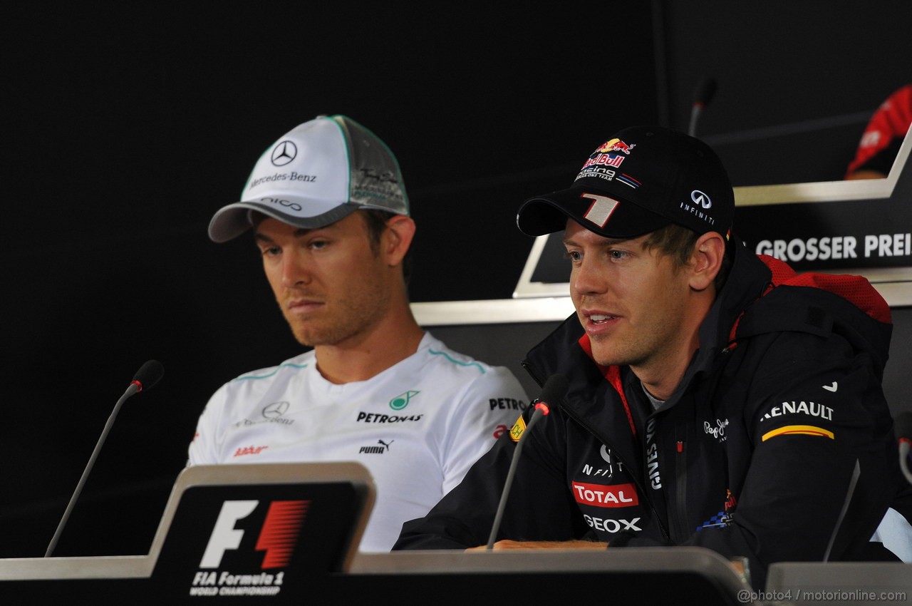 GP GERMANIA, 19.07.2012 - Press Conference, Sebastian Vettel (GER) Red Bull Racing RB8 WITH Nico Rosberg (GER) Mercedes AMG F1 W03