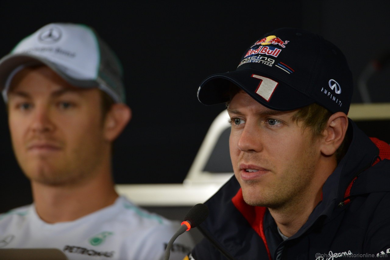 GP GERMANIA, 19.07.2012 - Press Conference, Sebastian Vettel (GER) Red Bull Racing RB8 WITH Nico Rosberg (GER) Mercedes AMG F1 W03