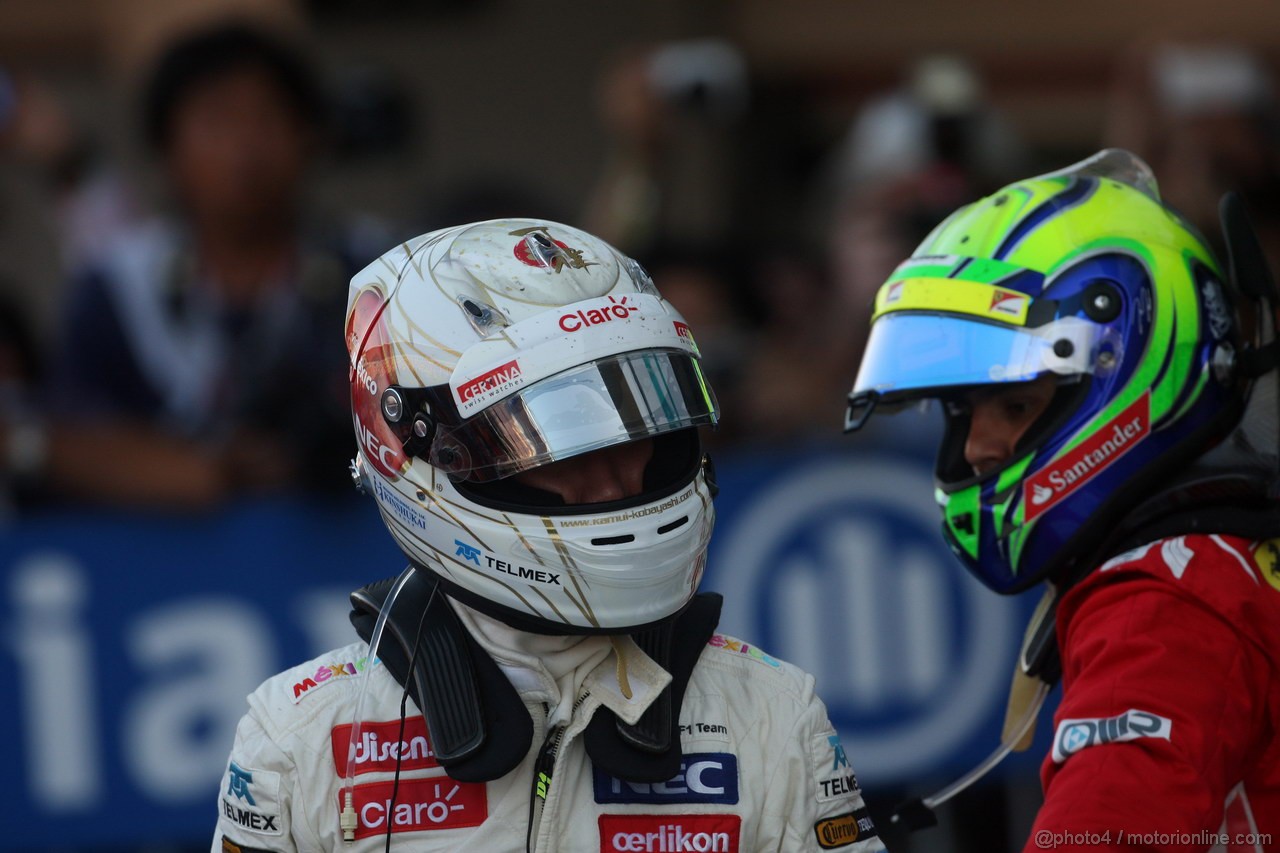 GP GIAPPONE, 07.10.2012- Gara, terzo Kamui Kobayashi (JAP) Sauber F1 Team C31 e secondo Felipe Massa (BRA) Ferrari F2012 