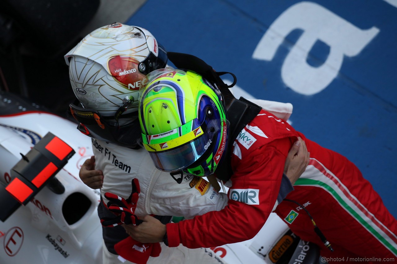 GP GIAPPONE, 07.10.2012- Gara, terzo Kamui Kobayashi (JAP) Sauber F1 Team C31 e secondo Felipe Massa (BRA) Ferrari F2012