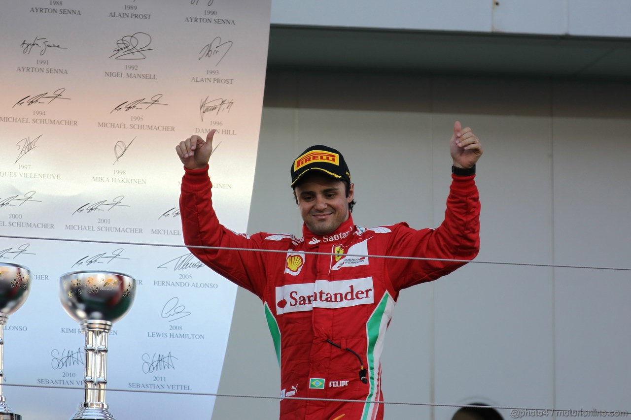 GP GIAPPONE, 07.10.2012- Gara, secondo Felipe Massa (BRA) Ferrari F2012