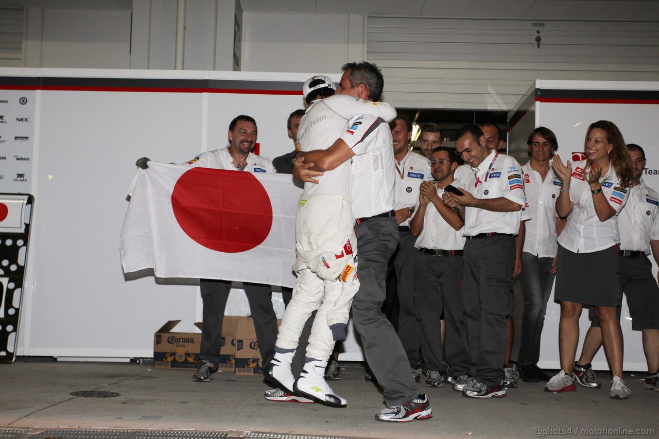 GP GIAPPONE, 07.10.2012- Gara, Festeggiamenti, terzo Kamui Kobayashi (JAP) Sauber F1 Team C31
