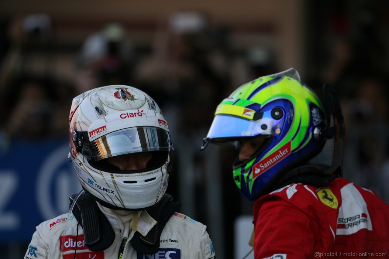 GP GIAPPONE, 07.10.2012- Gara, terzo Kamui Kobayashi (JAP) Sauber F1 Team C31 e secondo Felipe Massa (BRA) Ferrari F2012 