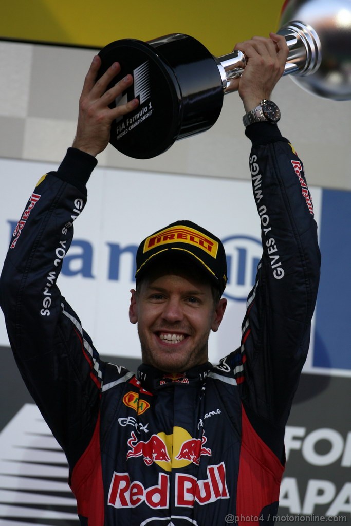 GP GIAPPONE, 07.10.2012- Gara, Sebastian Vettel (GER) Red Bull Racing RB8 vincitore