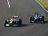 GP GIAPPONE, 07.10.2012- Gara, Nico Hulkenberg (GER) Sahara Force India F1 Team VJM05 e Michael Schumacher (GER) Mercedes AMG F1 W03 