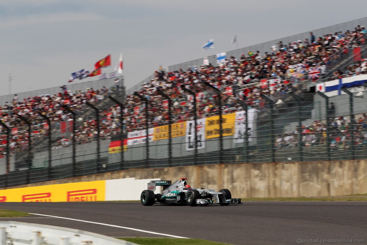GP GIAPPONE, 06.10.2012- Prove Libere 3, Michael Schumacher (GER) Mercedes AMG F1 W03
