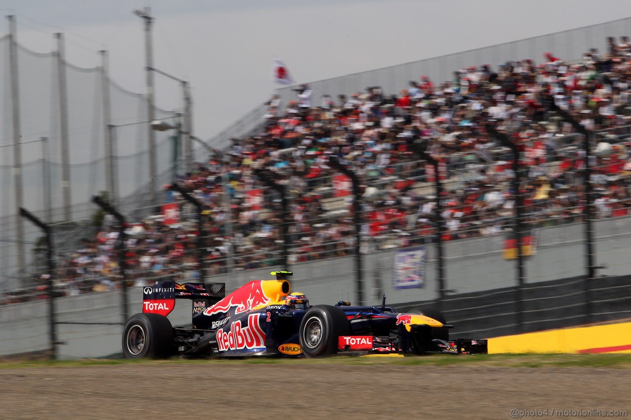 GP GIAPPONE, 06.10.2012- Prove Libere 3, Mark Webber (AUS) Red Bull Racing RB8 