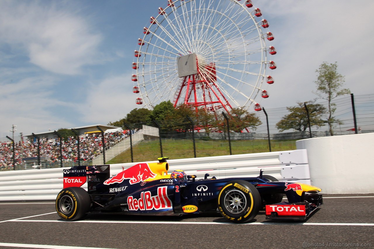 GP GIAPPONE, 06.10.2012- Prove Libere 3, Mark Webber (AUS) Red Bull Racing RB8 