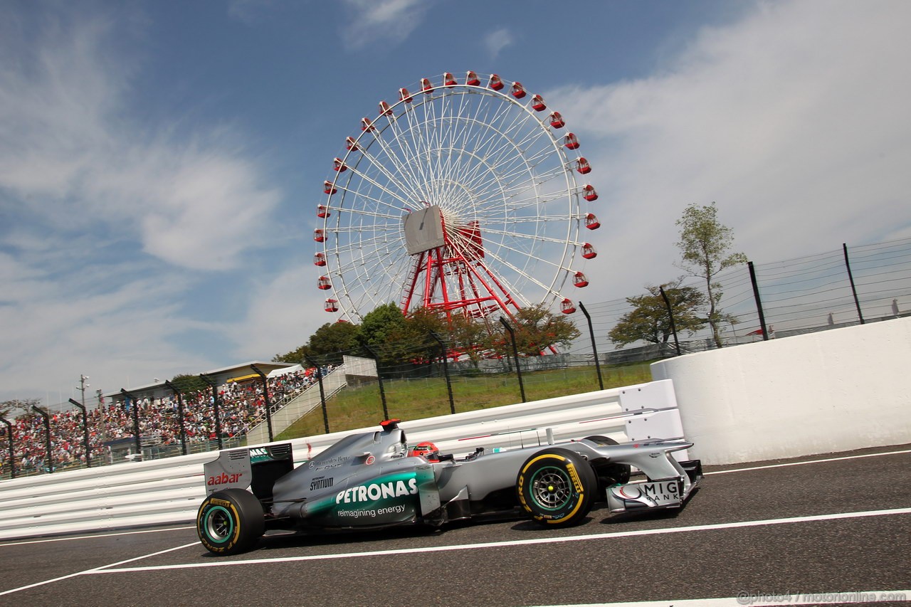 GP GIAPPONE, 06.10.2012- Prove Libere 3, Michael Schumacher (GER) Mercedes AMG F1 W03 
