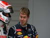 GP GIAPPONE, 06.10.2012- Qualifiche, Jenson Button (GBR) McLaren Mercedes MP4-27 e Sebastian Vettel (GER) Red Bull Racing RB8 pole position 
