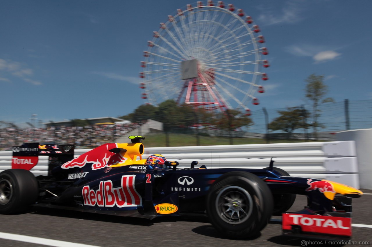 GP GIAPPONE, 05.10.2012- Prove Libere 1, Mark Webber (AUS) Red Bull Racing RB8 