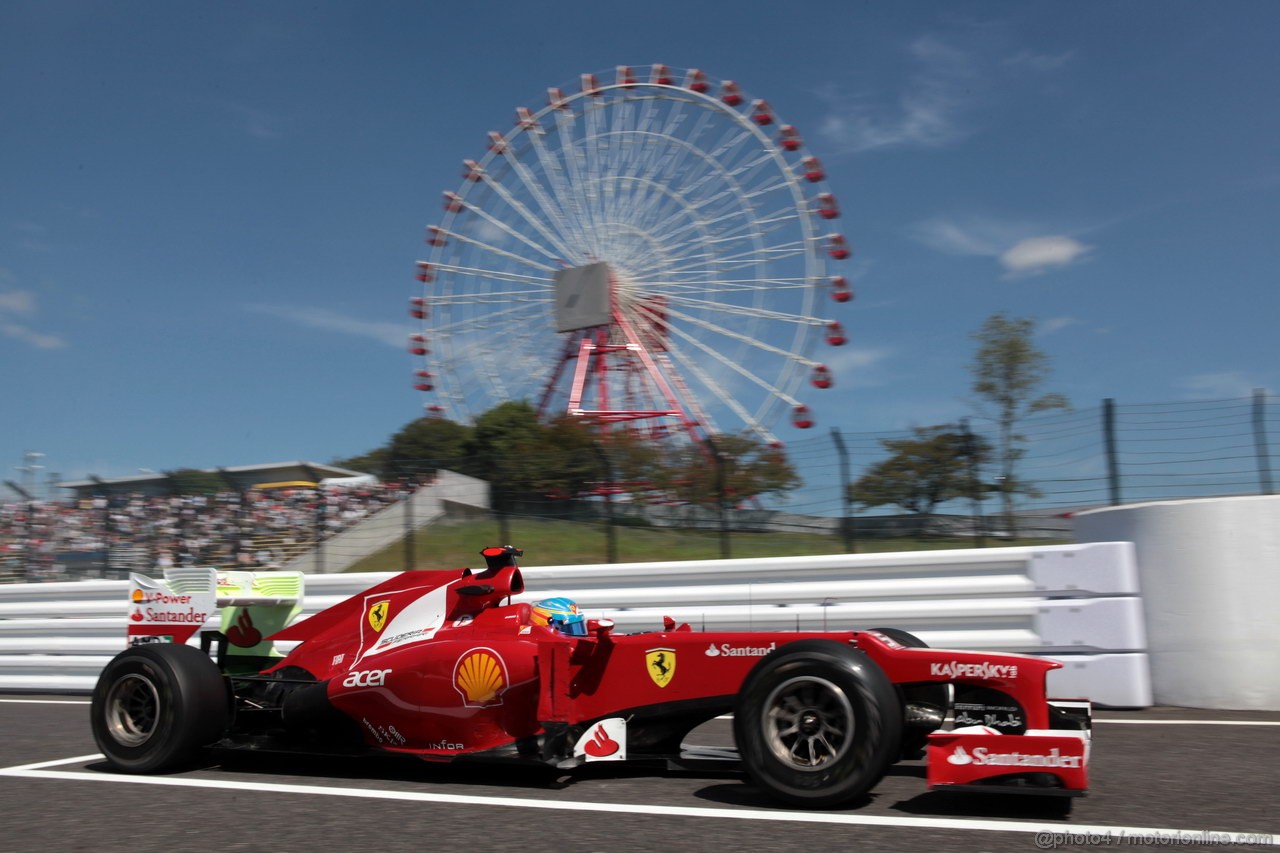 GP GIAPPONE, 05.10.2012- Prove Libere 1, Fernando Alonso (ESP) Ferrari F2012 