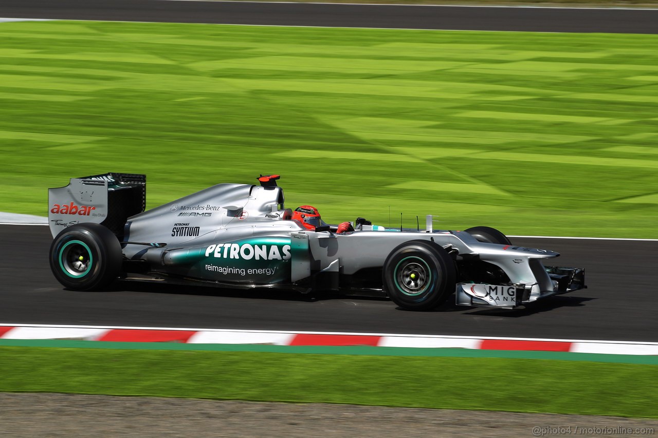 GP GIAPPONE, 05.10.2012- Prove Libere 1, Michael Schumacher (GER) Mercedes AMG F1 W03 