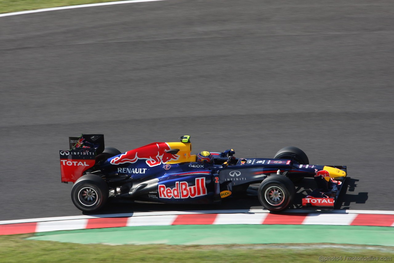 GP GIAPPONE, 05.10.2012- Prove Libere 1, Mark Webber (AUS) Red Bull Racing RB8