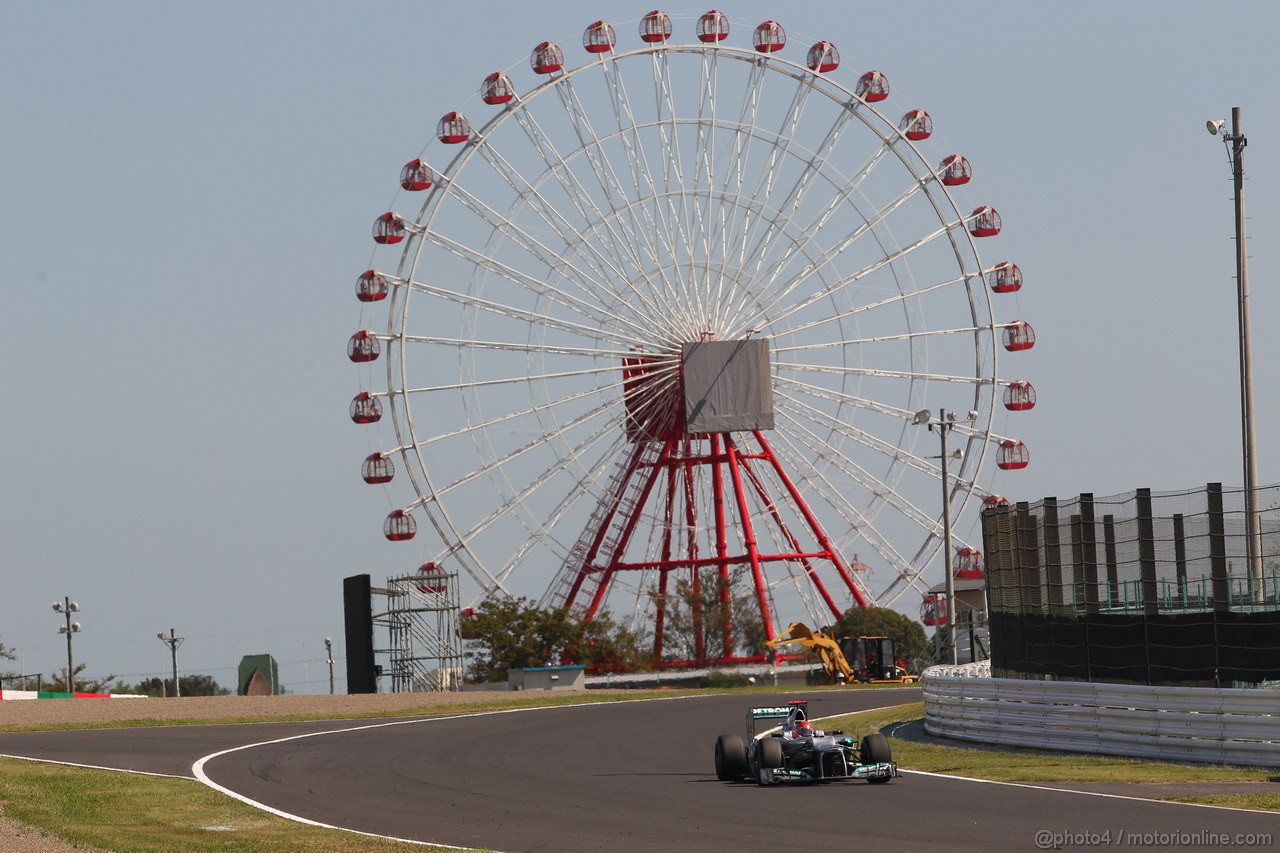 GP GIAPPONE, 05.10.2012- Prove Libere 1, Michael Schumacher (GER) Mercedes AMG F1 W03 