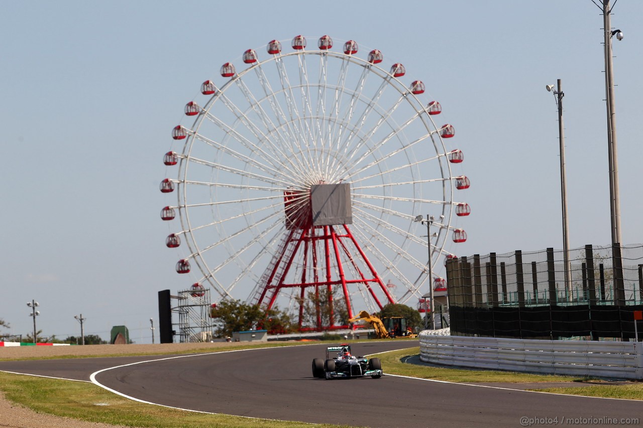 GP GIAPPONE, 05.10.2012- Prove Libere 1, Michael Schumacher (GER) Mercedes AMG F1 W03 