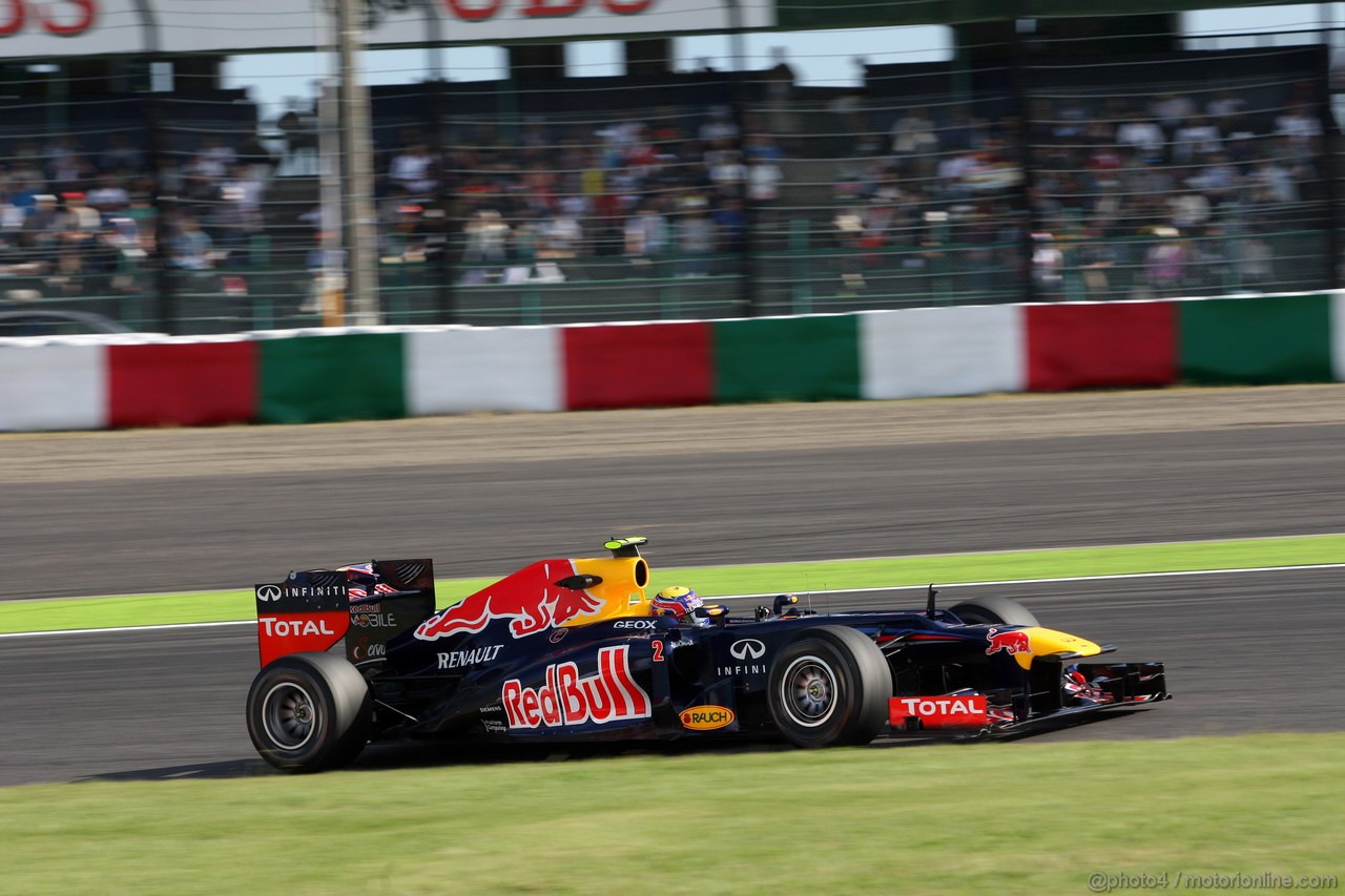 GP GIAPPONE, 05.10.2012- Prove Libere 2, Mark Webber (AUS) Red Bull Racing RB8 