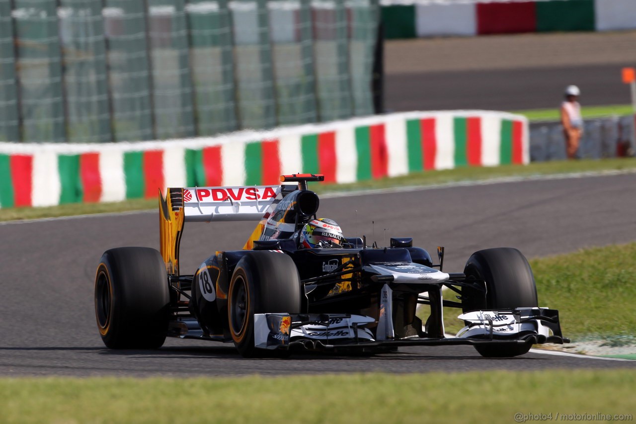 GP GIAPPONE, 05.10.2012- Prove Libere 2, Pastor Maldonado (VEN) Williams F1 Team FW34 