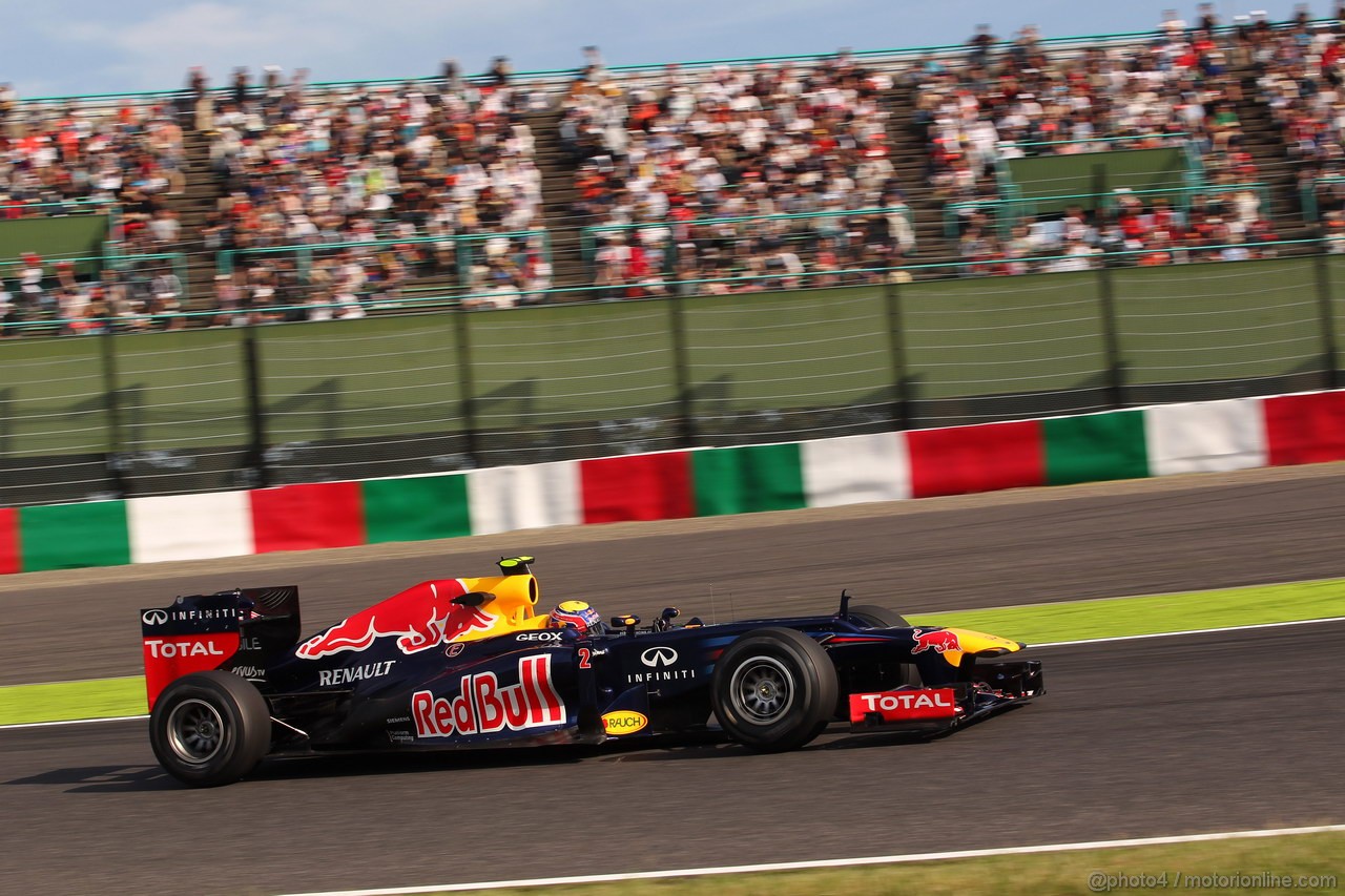 GP GIAPPONE, 05.10.2012- Prove Libere 2, Mark Webber (AUS) Red Bull Racing RB8 
