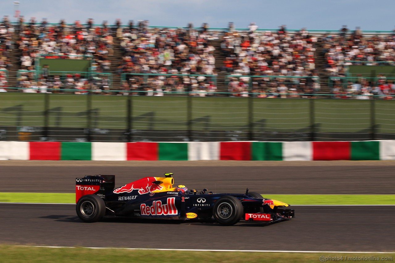 GP GIAPPONE, 05.10.2012- Prove Libere 2, Mark Webber (AUS) Red Bull Racing RB8