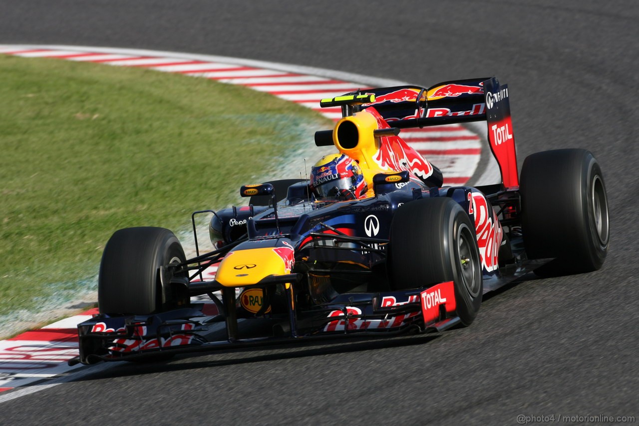 GP GIAPPONE, 05.10.2012- Prove Libere 2, Mark Webber (AUS) Red Bull Racing RB8