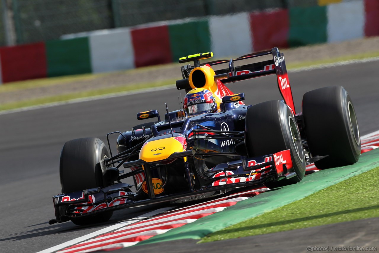 GP GIAPPONE, 05.10.2012- Prove Libere 2, Mark Webber (AUS) Red Bull Racing RB8 